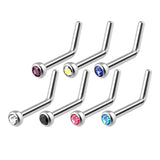7 Pcs Surgical Steel Press Fit 2 MM CZ L Bend Nose Screws