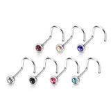 7 Pcs Set Surgical Steel Assorted 2 MM CZ Nose Screws