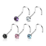 5 Pcs Set Surgical Steel Prong Set 3 MM CZ Nose Screws