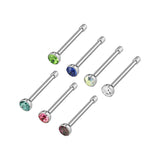 Value Pack Of 7 Pcs 2 mm CZ Top Nose Bone Stud Rings