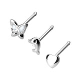 Value Pack 3 pcs .925 Sterling Silver Nose Stud Rings