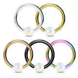 5 Pc Value Pack 20G Opal Fixed Hoop Captive Ring Nose Tragus Helix