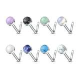 Pack Of 8 Pcs Assorted Semi Precious Stone Set L Bend Nose Stud Rings 20G