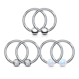 6 Pc Value Pack Opal CZ Fixed Captive Bead Ring Hoop Nose Tragus Helix