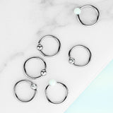 6 Pc Value Pack Opal CZ Fixed Captive Bead Ring Hoop Nose Tragus Helix