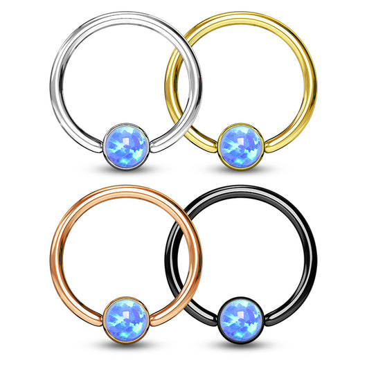 4 Pc Value Pack 16G Opal Captive Hoop Ring Nose Tragus Helix Eyebrow
