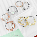 3 Pc Mixed CZ Nose Septum Cartilage Hoop + Free Retainer 14G