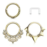 3 Pc Mixed Half Circle Bendable Nose Septum Cartilage Hoop Free Retainer