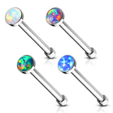 4 Pc 22G Opal Set 316L Surgical Steel Nose Bone Stud Rings Box
