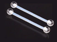 Pair 14G Flexible PTFE Piercing Retainers with Acrylic Balls for Tongue Belly Nose