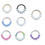 7 Opal Front Facing Set All Surgical Steel Bendable Nose Septum Ring Daith